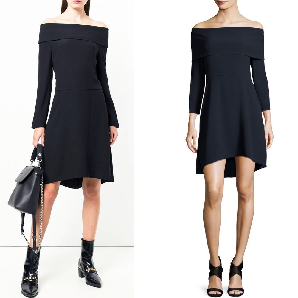 Theory Womens Elegant Mini Kensington Off The Shoulder Foldover Dress Deep Navy
